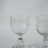 Set of 6 mismatched 19th century wine glasses