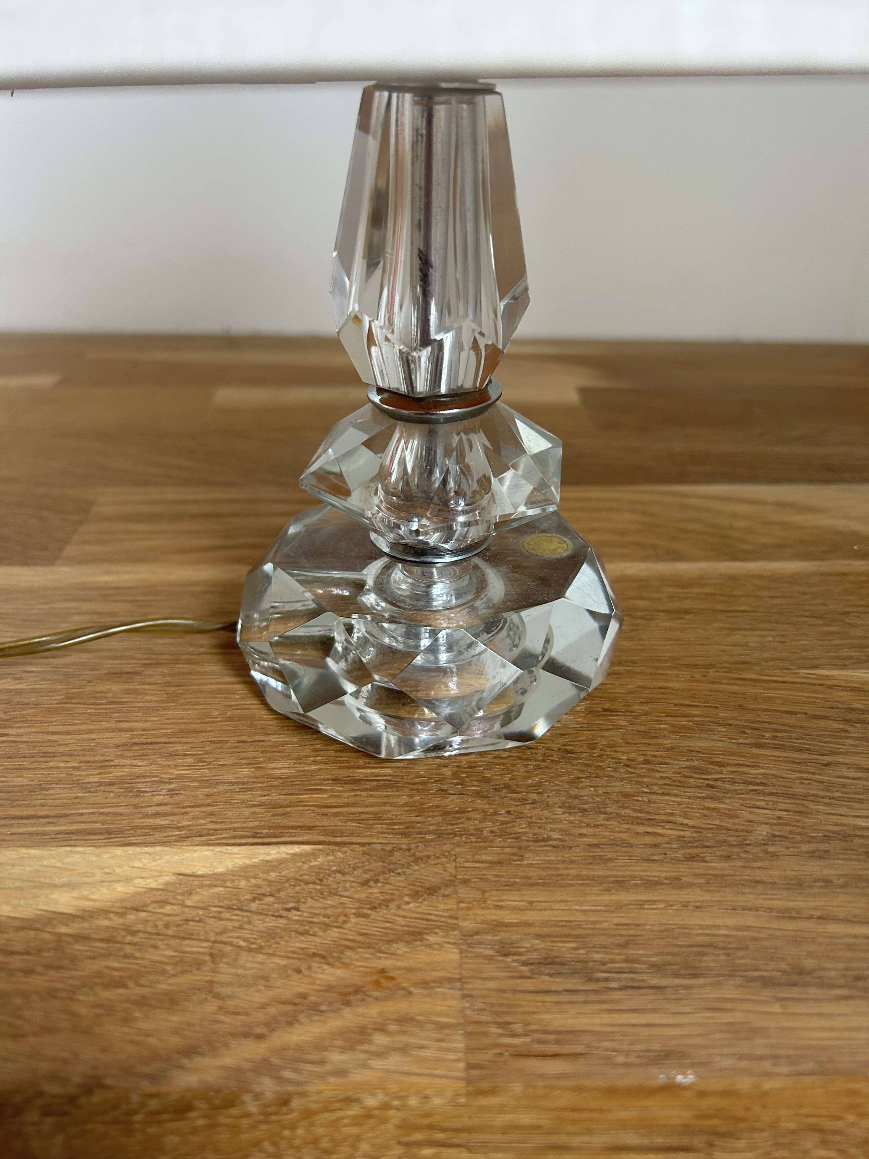 Vintage crystal and chrome lamp, France 1940
