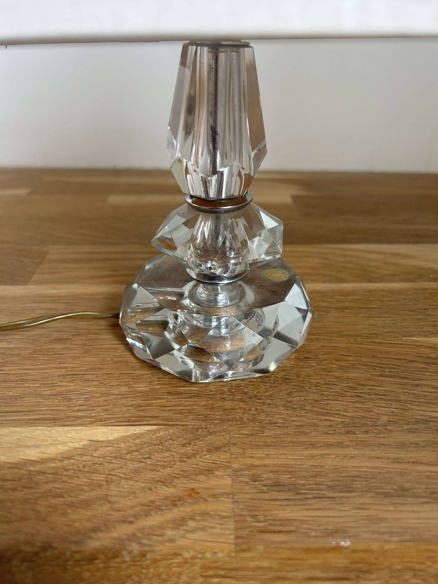 Vintage crystal and chrome lamp, France 1940