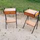 Pair of bedside tables from the 60s in gilded oak and tubes stamped Descher