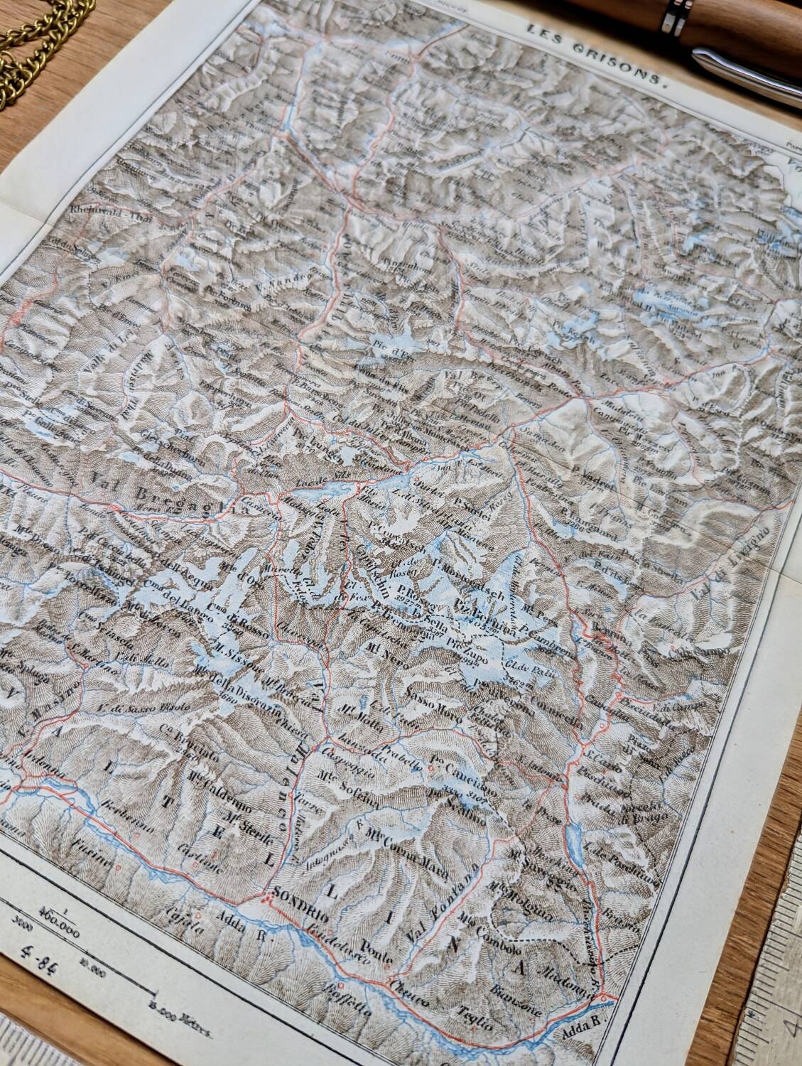 Imprimée en 1844, les Grisons, Suisse.