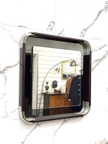 Vintage Wall Mirror in Steel and Bakelite, 1970s