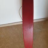 Oval mirror with 70s leather-like coating frame