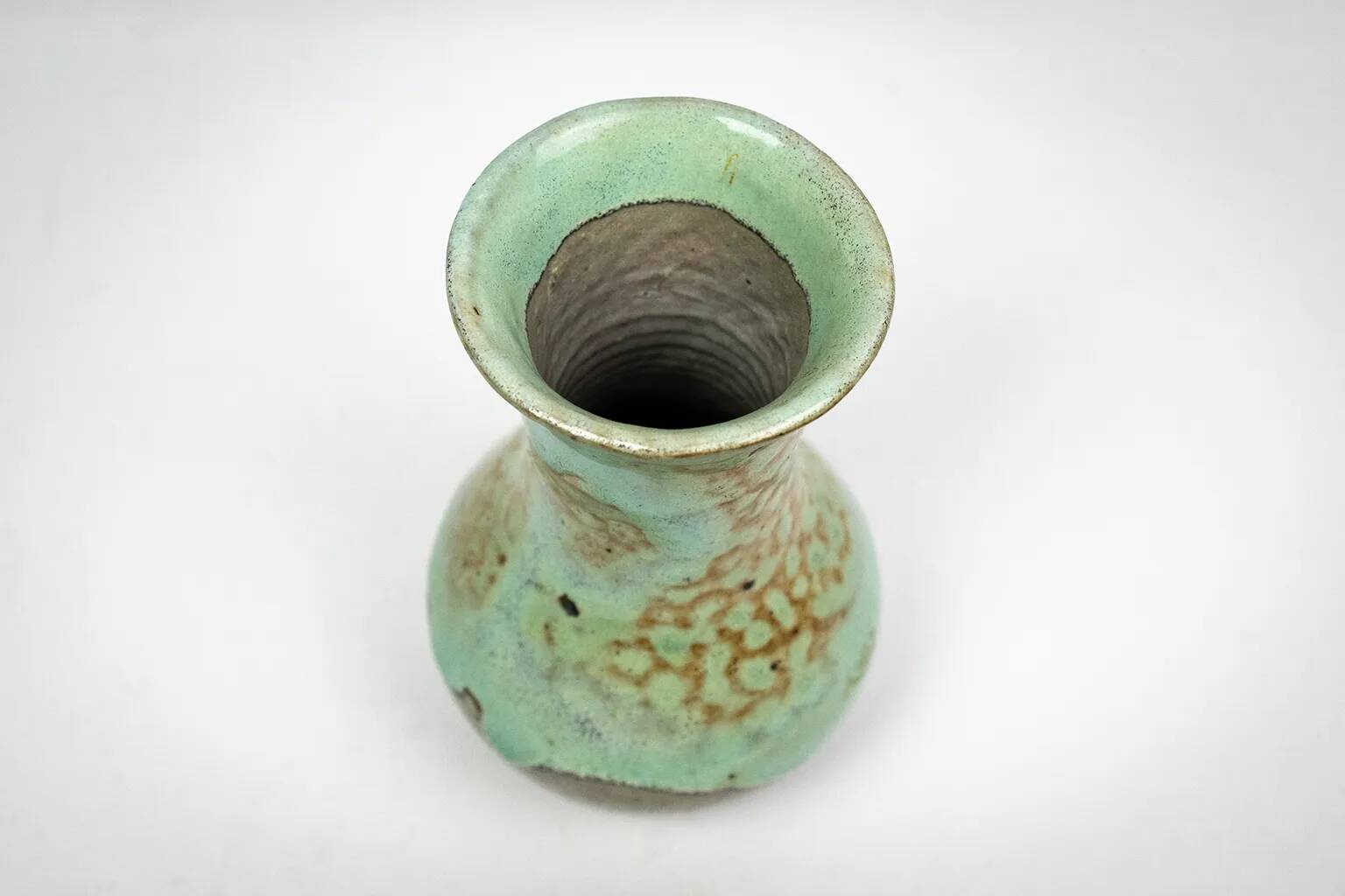 Eugène Lion, stoneware vase from Puisaye, Carriès school, turquoise glaze.