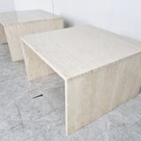 Pair of vintage travertine coffee or side tables, 1970s