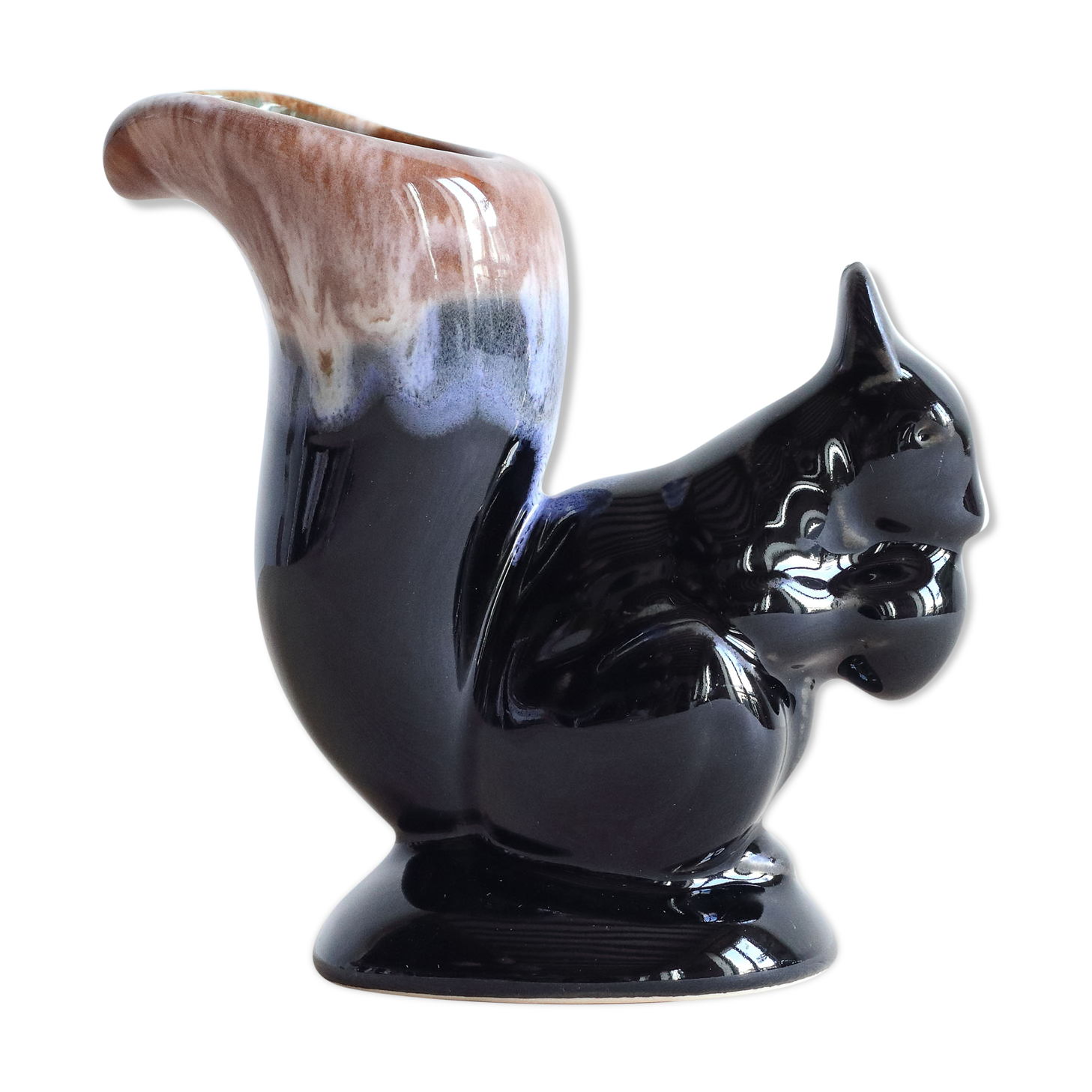 Soliflore squirrel vase in black flamed sandstone