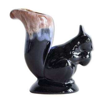 Soliflore squirrel vase in black flamed sandstone
