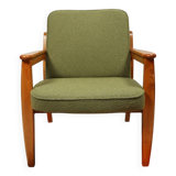 Fauteuil vintage vert boucle 1960 Scandinavian design