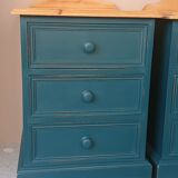 Pair of bedside tables revisited in blue