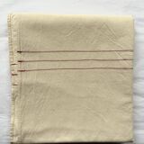 Nappe, écru, surpiqûres rose/jaune
