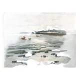 Large marine watercolour (Saint Gilles?) Brittany signed Lafitte