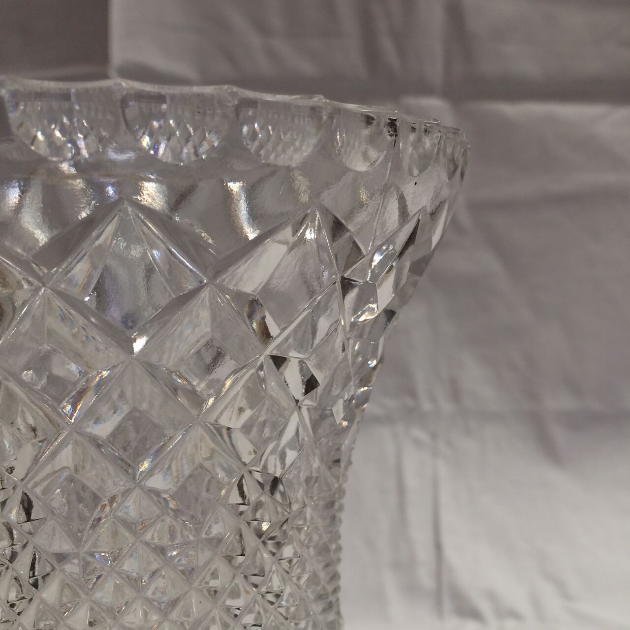 Vase in crystal medici on foot square with label Bohemia