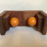 Pair of bookends wood ball yellow art deco