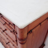 Bamboo-style commode with marble top - Late 19th century