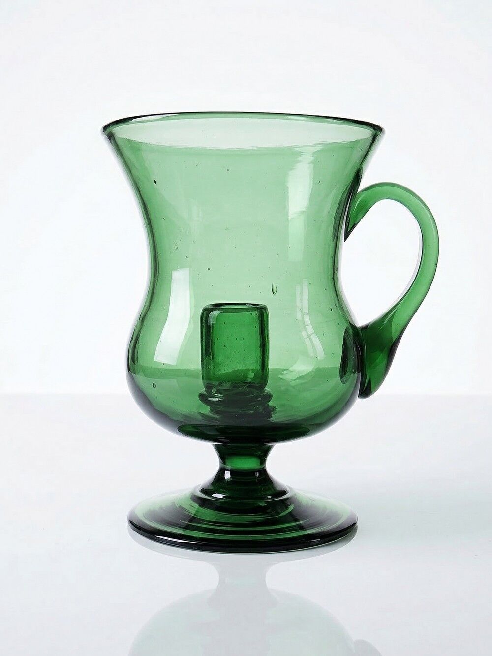 Large vintage green blown glass lantern, 1960s-70s.