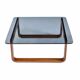 Table d'appoint, table basse carrée en teck et verre Frank Lowen pour Tessa T4, années 1970