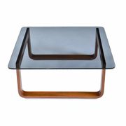 Table d'appoint, table basse carrée en teck et verre Frank Lowen pour Tessa T4, années 1970