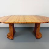 Vintage Scandinavian round pine dining table from the 60s 70s