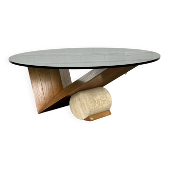 Coffee table 'Valentino' by Emanuele Zenere for Cattelan with walnut and travertine