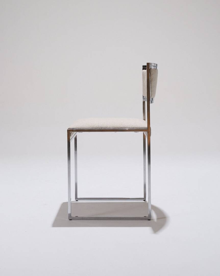 Pair of metal and textured fabric chairs, 1970s
