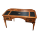 Bureau vintage façade galbée, cuir noir, bronze –compartiments secrets