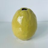 Lemon vase trompe l'oeil in natural glazed ceramic