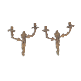 Paires d'appliques bougeoirs en laiton