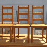 3 solid oak chairs