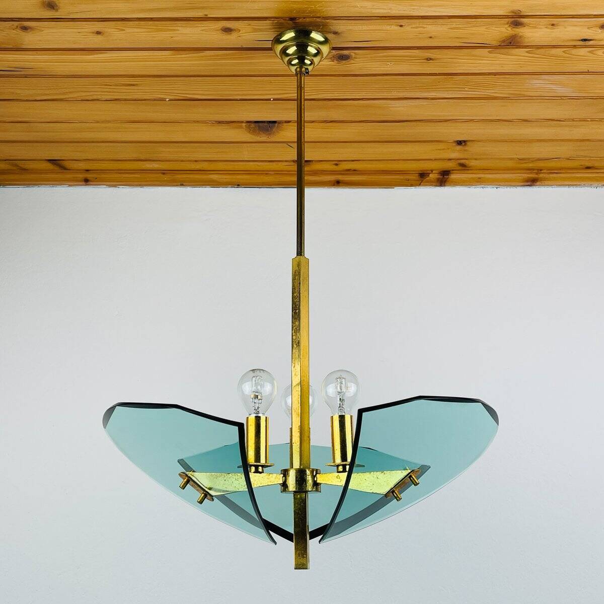 Vintage glass pendant lamp by Fontana Arte, Italy, 1950s.