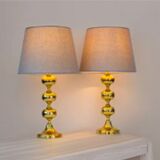 Scandinavian modern space age brass table lamps from Nafa, Sweden, 1970s, set of 2