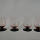 Lot de 4 verres à pieds roses et pieds noirs art déco années 30