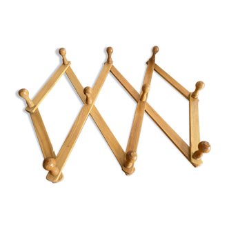 Wooden patère 10 hooks, wall-mounted coat rack