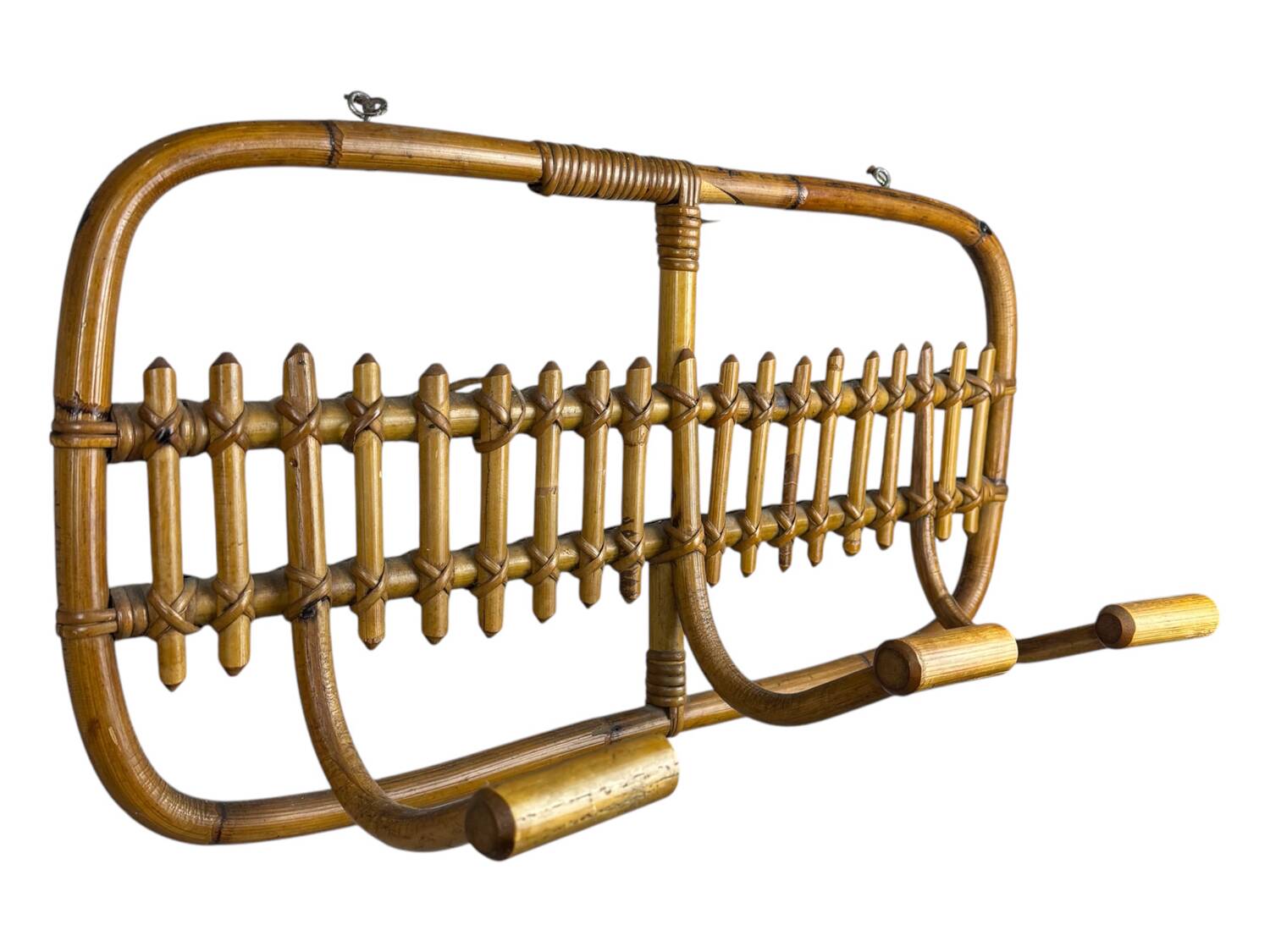 1960s Italian Rattan Coat Rack