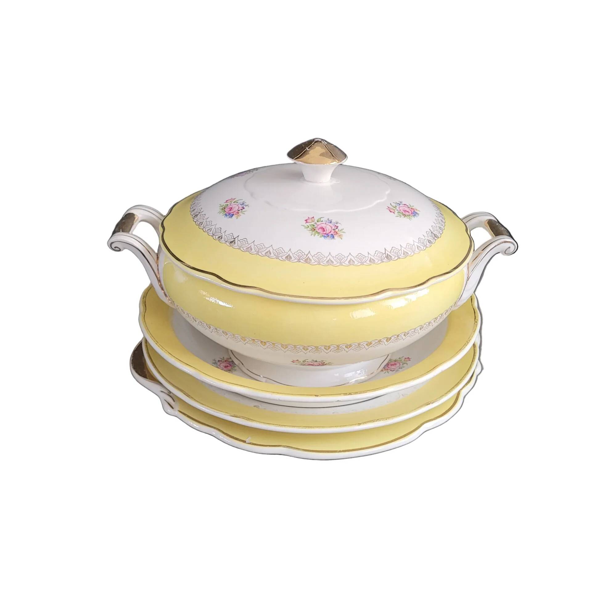 Soup tureen and 3 dishes Digoin & Sarreguemines model Graziella - Ref 921
