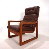 EMC teak leather armchair, 1960