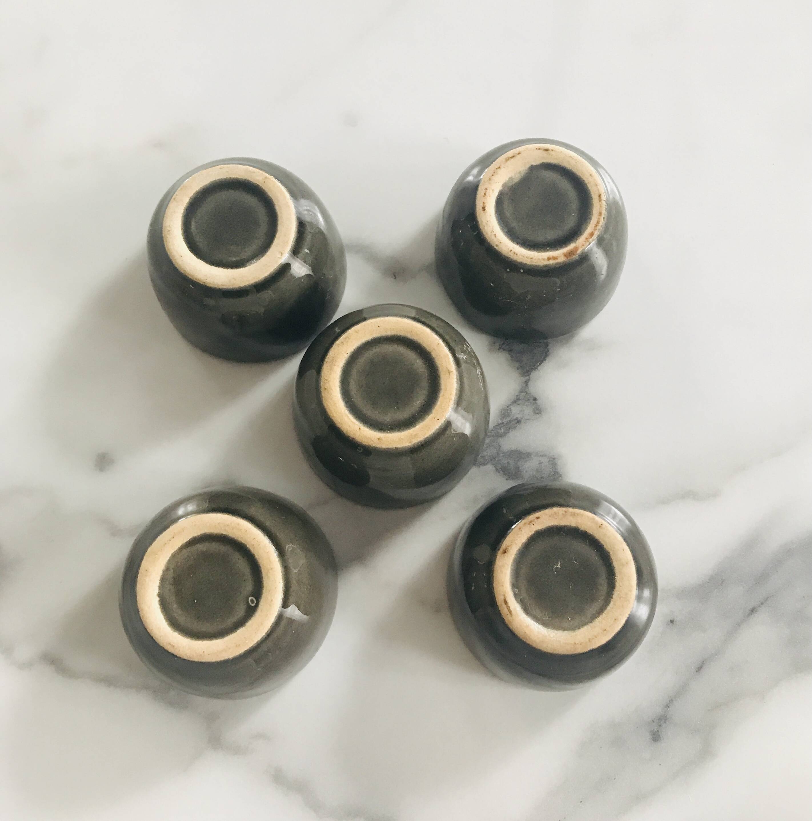 Set of 5 small vintage ceramic candlesticks