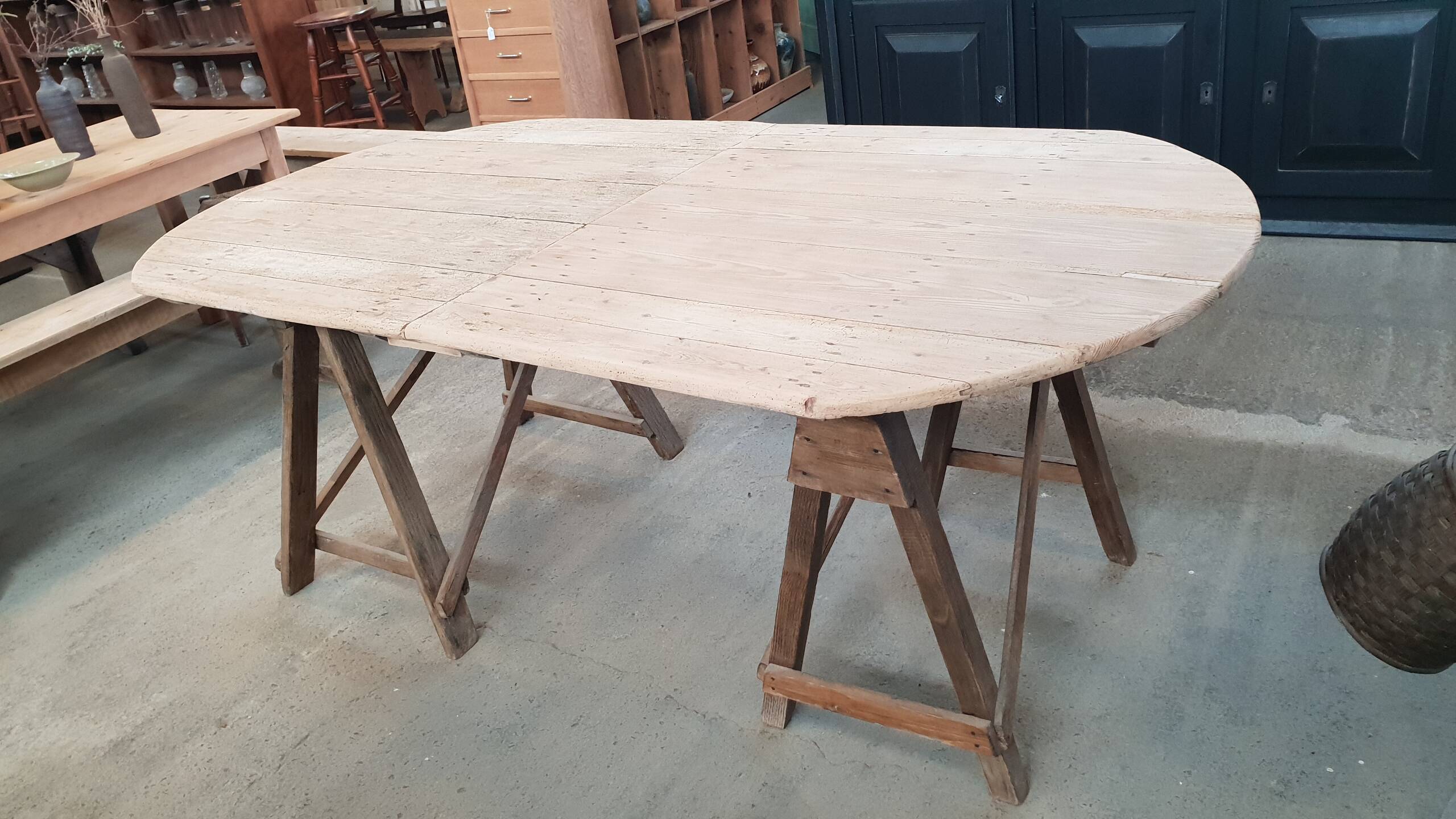 Old table on trestles