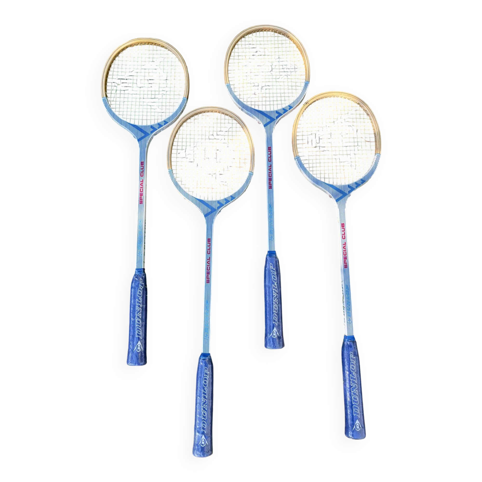 Vintage lot of 4 new Dunlo Special Club rackets.