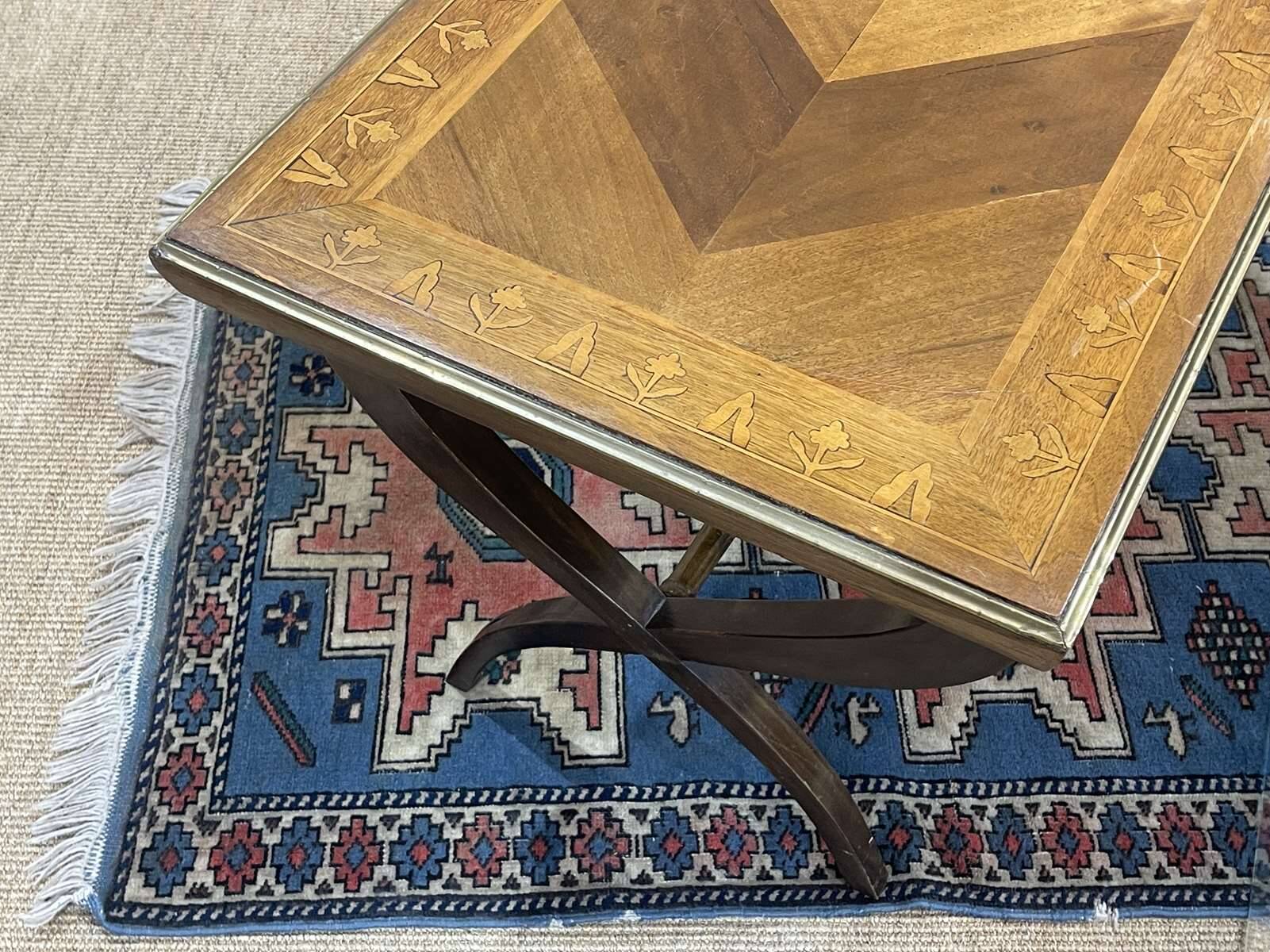 English marquetry coffee table, 1950s