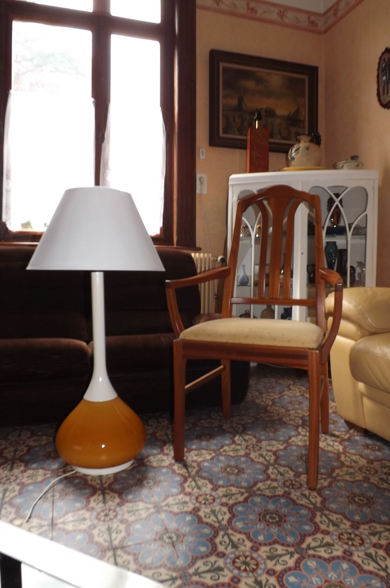 Orange 1960-70 vintage opaline drop lamp
