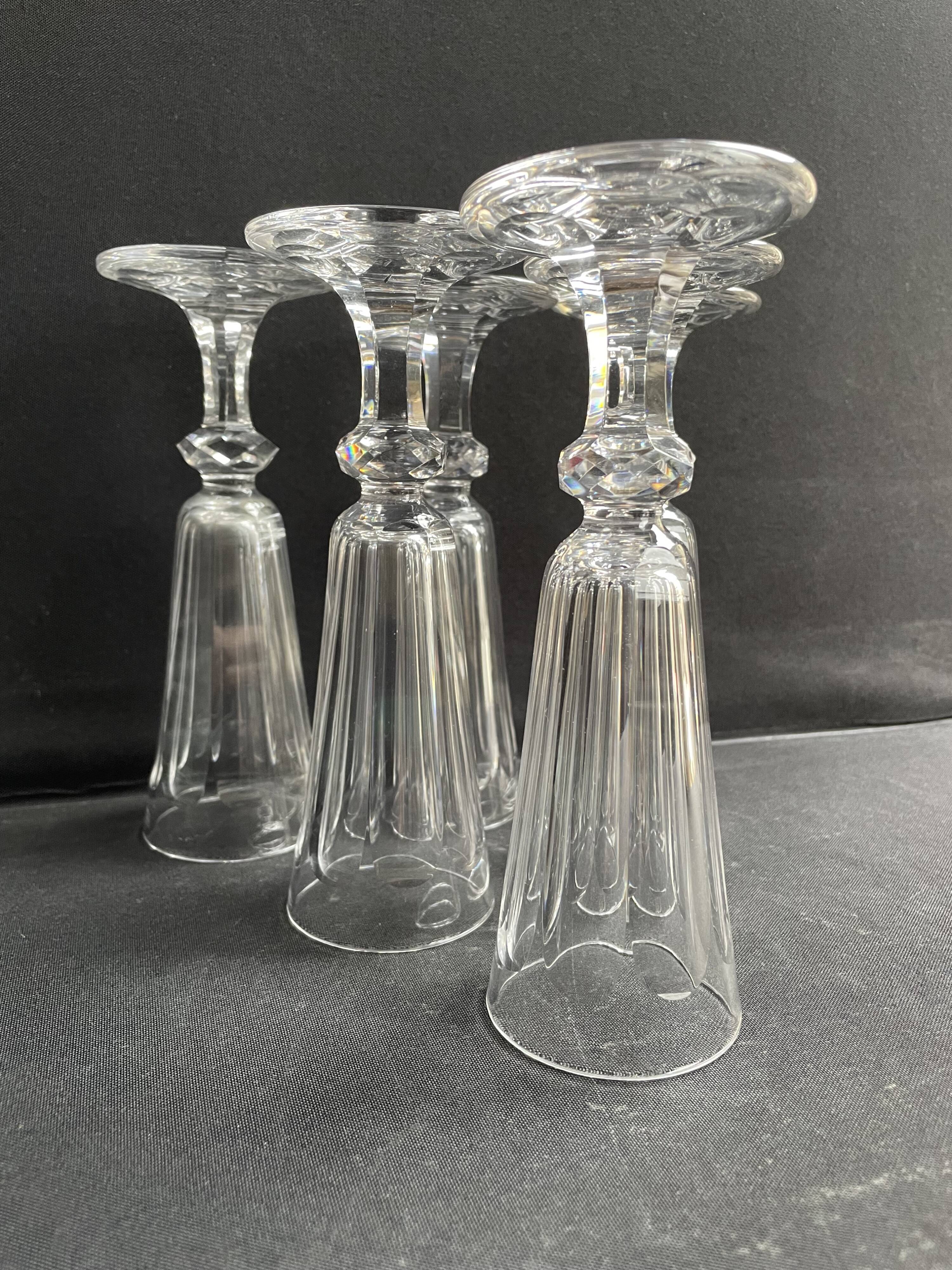6 Baccarat/Saint Louis champagne flutes - 19th century