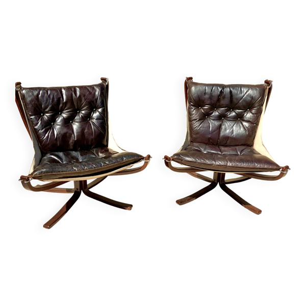 Paire de fauteuils scandinaves, Falcon de Sigurd Ressel années 1970, édités