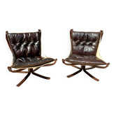 Paire de fauteuils scandinaves, Falcon de Sigurd Ressel années 1970, édités