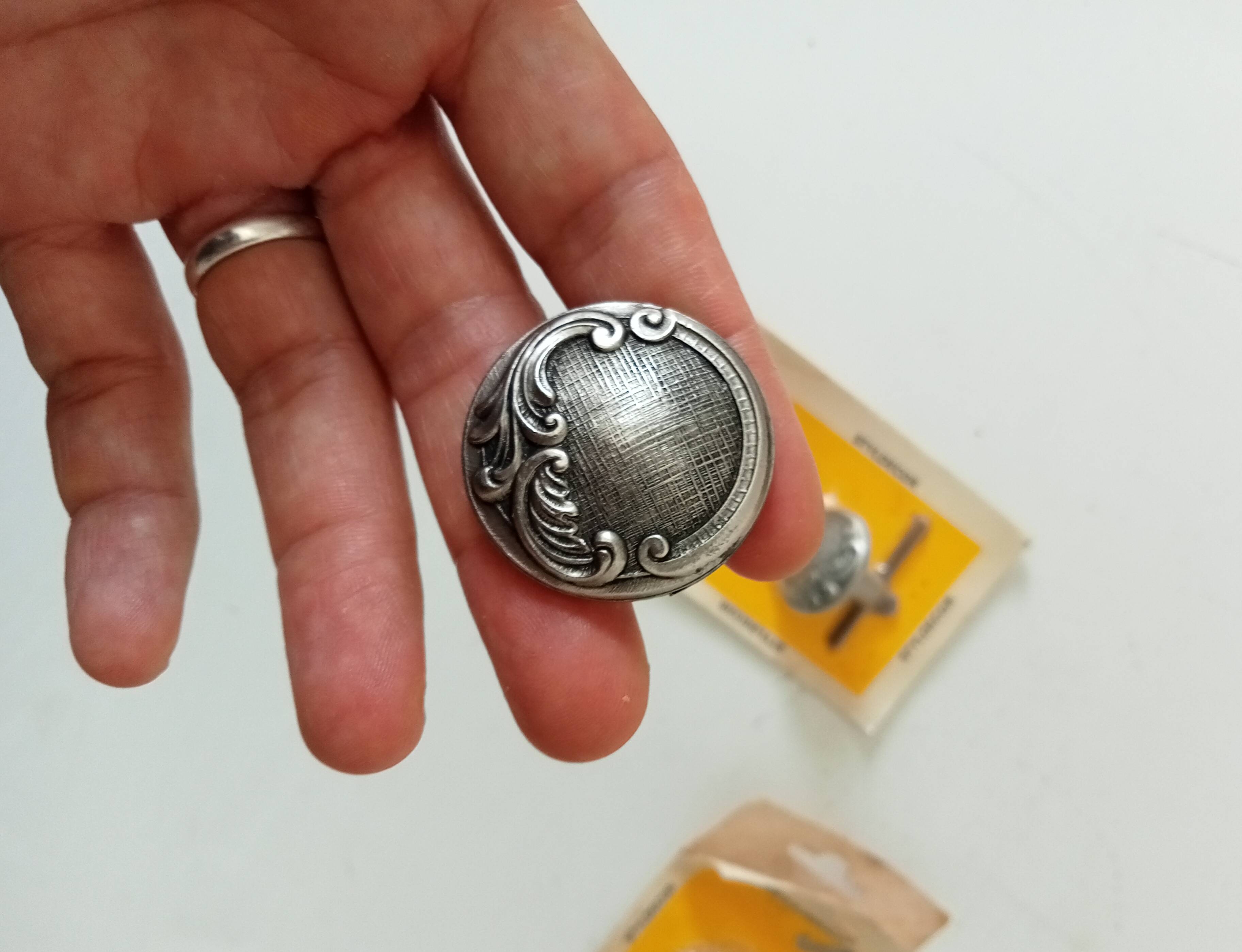Antique furniture knob, old silver, Louis XV style