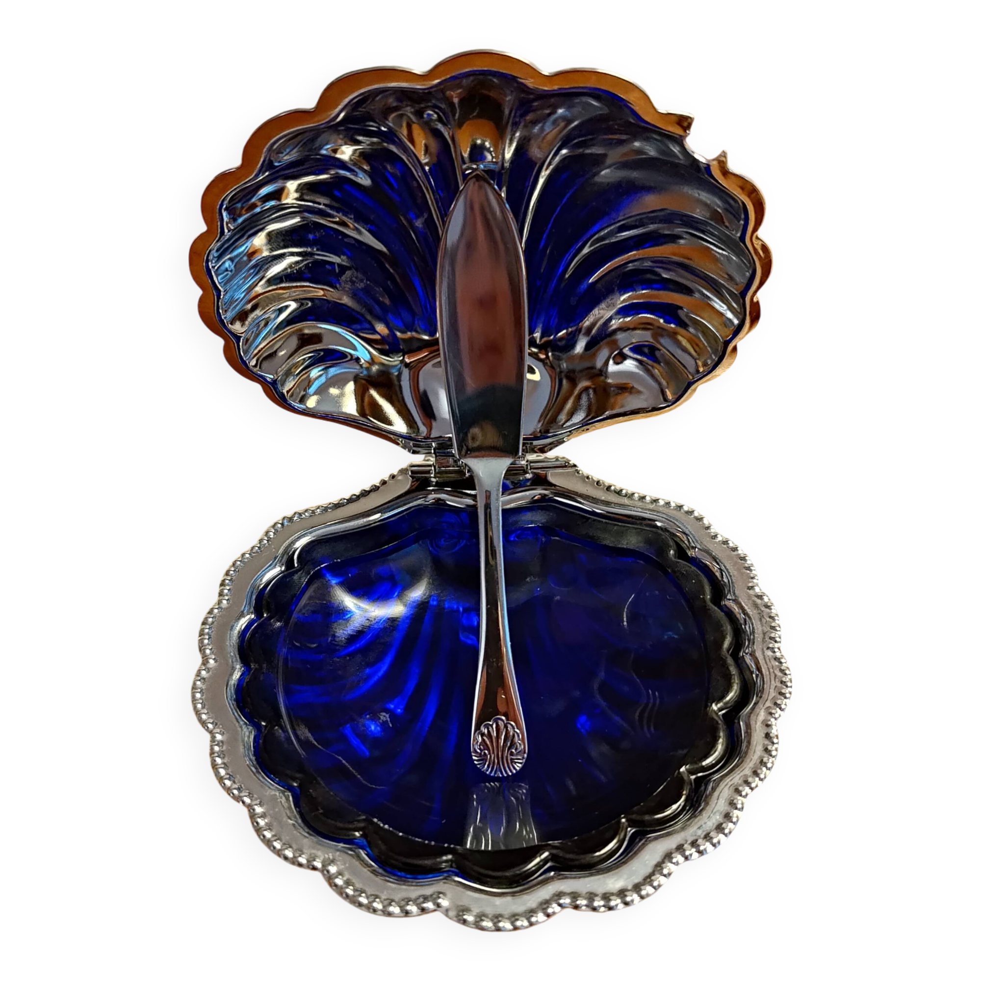 silver shell butter dish