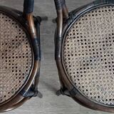 Pair of vintage bistro chairs in bamboo and canework