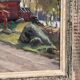 Original Swedish Oil on Canvas – "Path to the Red Cabins" by Karl Gustaf Strandberg (1891–1981) – Signed – Vintage and Framed – 50 × 43 cm (19.7 × 16.9 inches)