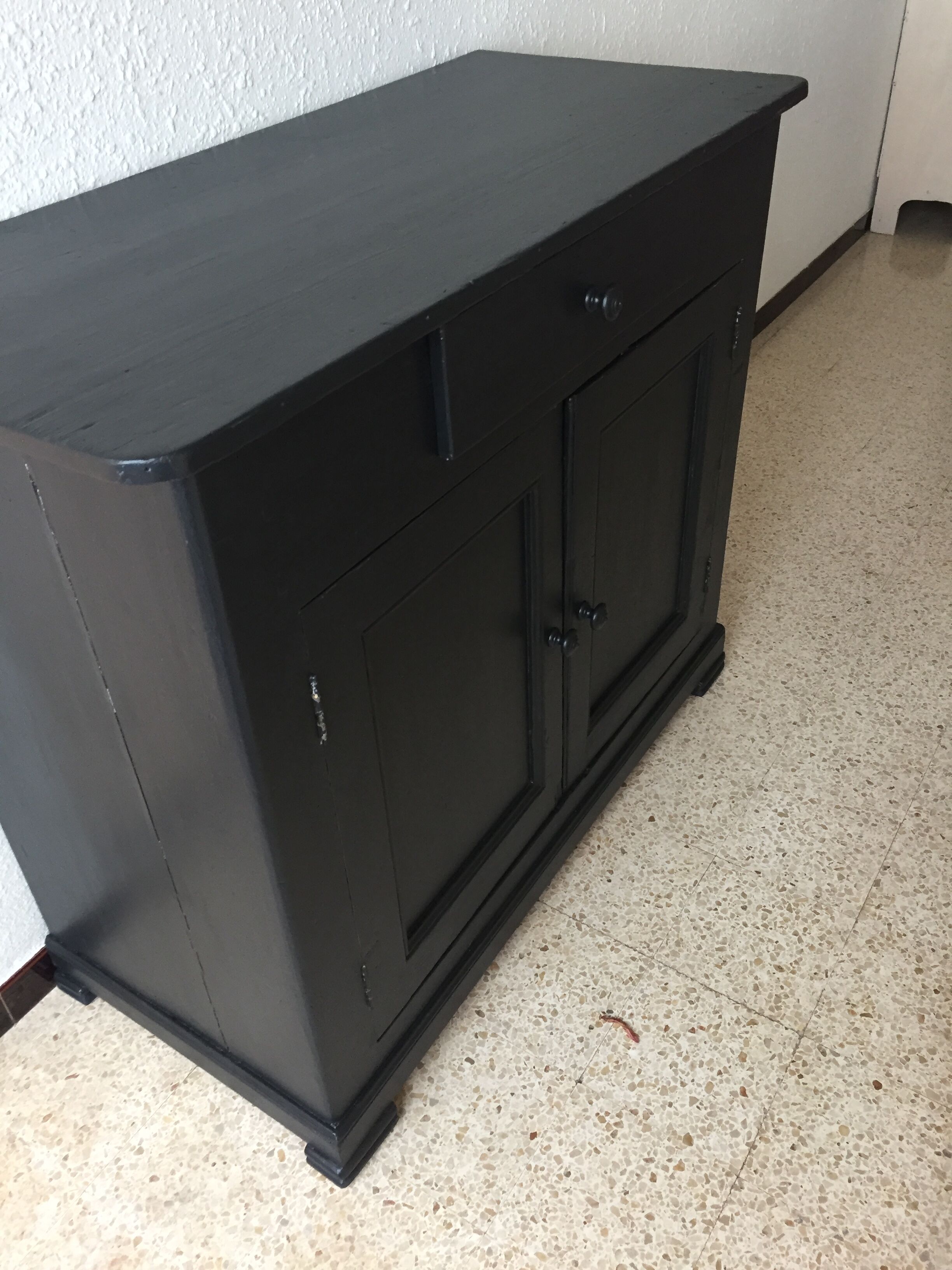 Antique black solid wood sideboard