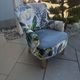 Contemporary ALC frog chair, reupholstered in watercolour floral fabric.