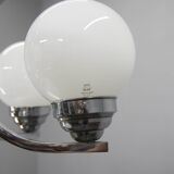 Big Art Deco 6-flamming Chrome and Glass Chandelier, 1930s